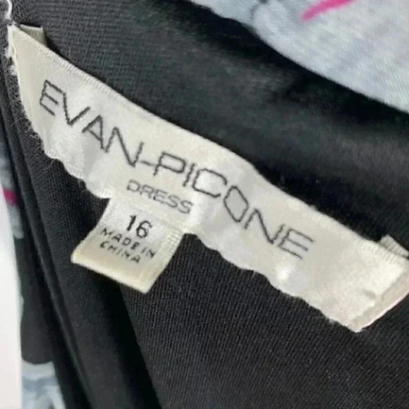 Evan Picone womens dress size 16 multicolored Floral v-neck 80s vintage - Picture 6 of 9